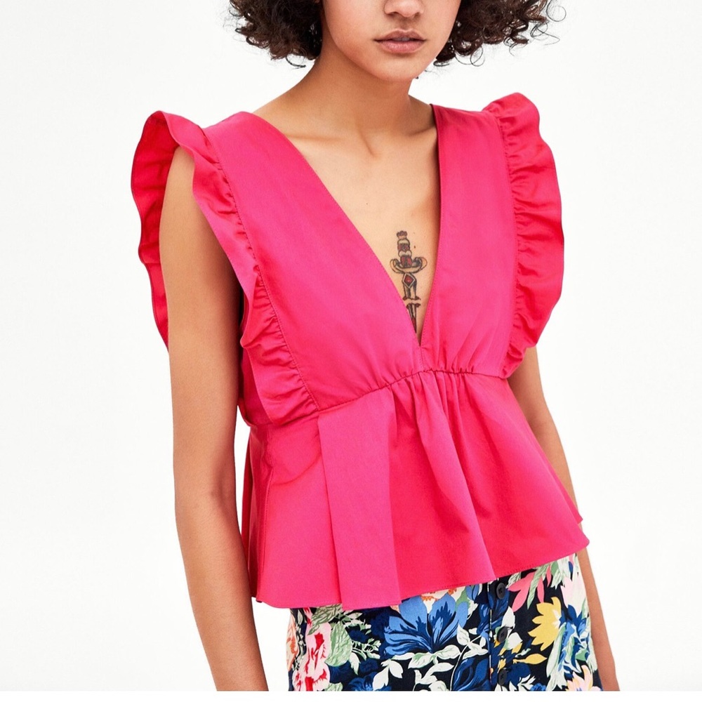 Fuchsia Tie Back Blouse - Picture 3 of 8